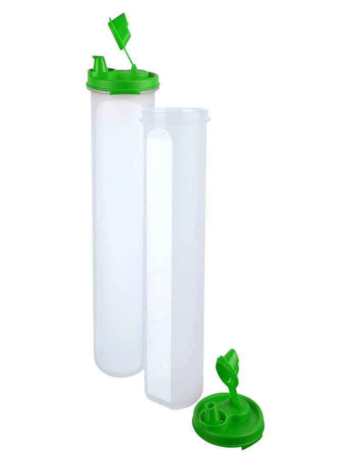 Cutting EDGE Air-Tight & Leak Proof Plastic Oil Pourer - for Vinegar, Sauces, Olive & Refined Oils, Easy Flow, BPA Free, Refrigerator Safe (Green) (Set of 2, 1.1L) - Image 2